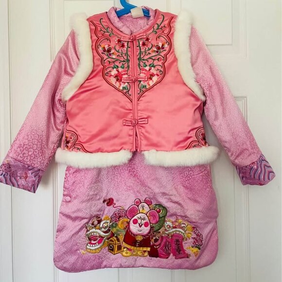 NIANYI Girls Hanfu Tang suit chinese new year traditional wear Rat Magua Jacket - Picture 1 of 9